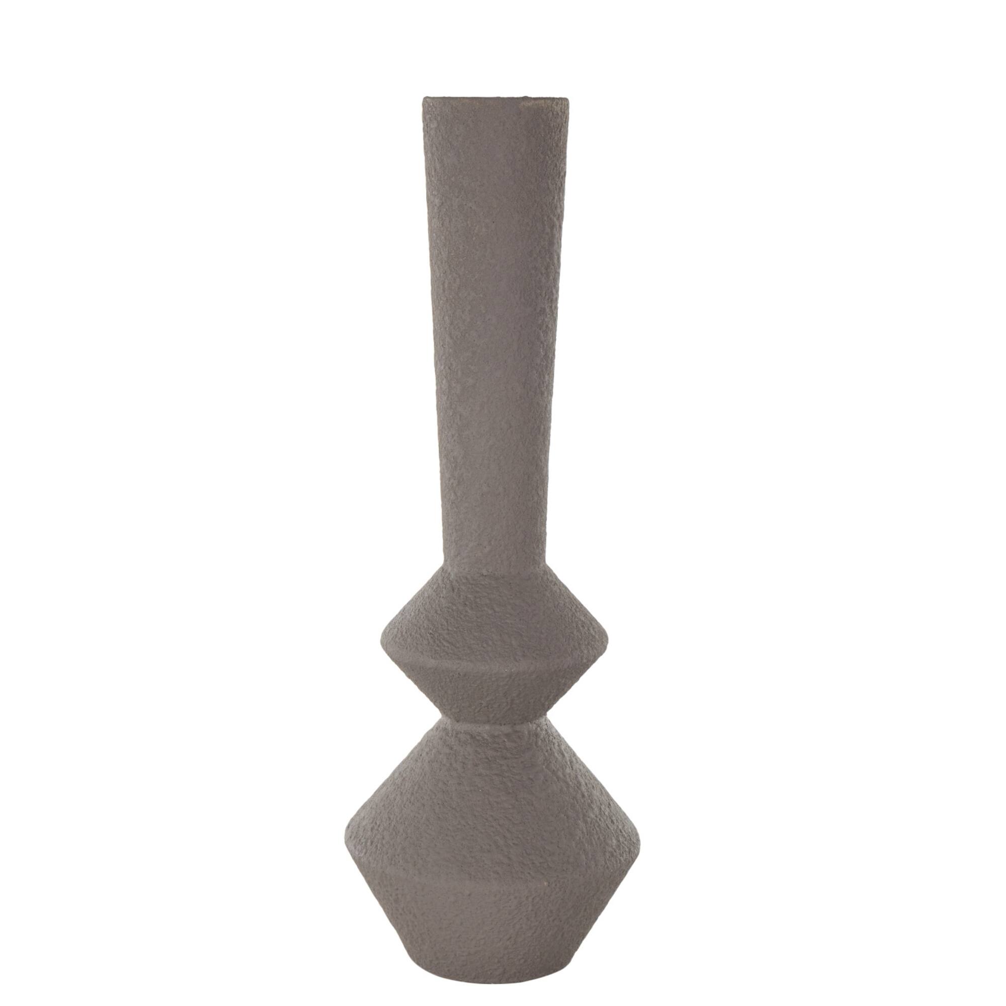 24.75" Dark Gray Metal Art Deco Fluted Decorative Vase